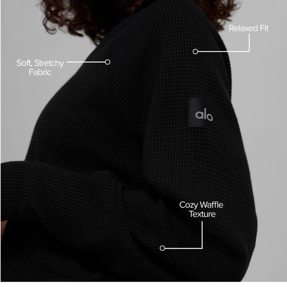 ALO Yoga Women's Black Cozy Waffle Turtleneck Sweater